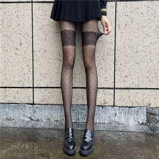 Lace Panel Argyle Tights