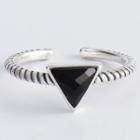 925 Sterling Silver Triangle Ribbed Open Ring S925 Sterling Silver - Triangle - Black - One Size