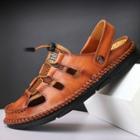 Genuine Leather Adhesive Tab Flat Sandals