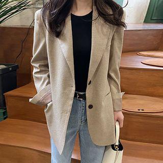 Single-breasted Loose-fit Blazer Beige - One Size