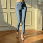 Pile-lined Washed Skinny Jeans
