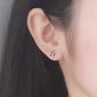 925 Sterling Silver Leaf Earring Black - One Size