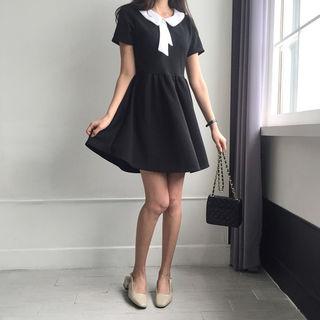 Contrast-trim Short-sleeve Minidress