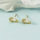 Pin Ear Stud 1 Pair - Gold - One Size