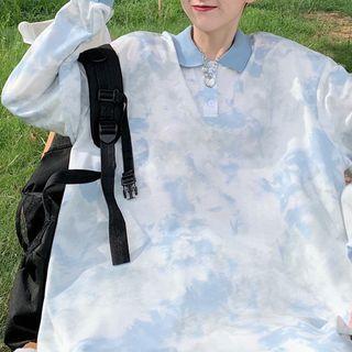Polo-neck Tie-dyed Sweatshirt