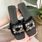 Embellished Block-heel Slide Sandals