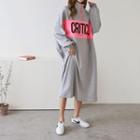 Zip-front Letter Print Pullover Dress