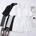 Detachable Rhinestone-sleeve Cutout-waist Mini Dress