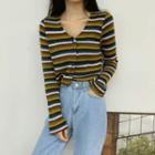V-neck Multi Stripe Cardigan
