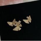 Non-matching Rhinestone Butterfly Earring 1 Pair - Silver Stud - Gold - One Size
