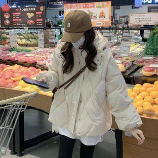 Quilted Hooded Zip Jacket Jacket - White - One Size