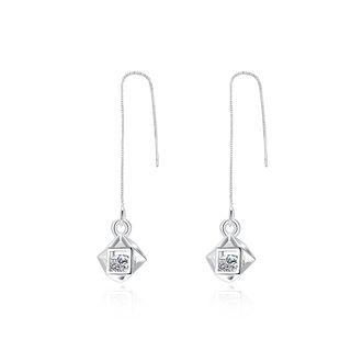 Fashion Earrings With White Austrian Element Crystal Silver - One Size