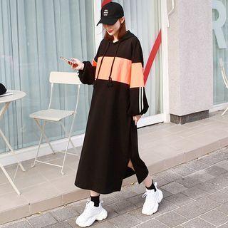 Color-block Oversize Midi Hoodie Dress