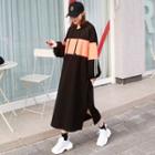 Color-block Oversize Midi Hoodie Dress