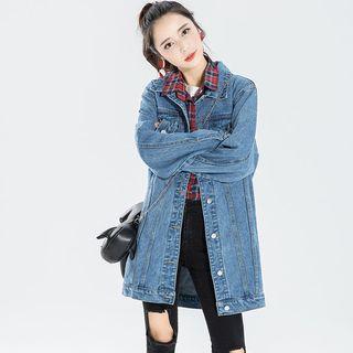 Long-sleeve Denim Long Jacket