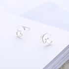 925 Sterling Silver Moon & Star Earring 1 Pair - Silver - One Size