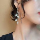 Rhinestone Dangle Earring 1 Pair - Zircon Leaf Earring - One Size