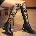 Sequined Genuine Leather Tall Boots