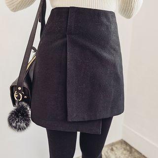 Wrap-front Mini A-line Skirt