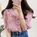 Plaid Ruffle Short-sleeve Shirt