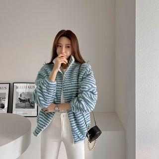 High-neck Stripe Dumble Jacket