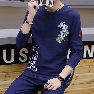 Set: Embroidered Long-sleeve T-shirt + Pants