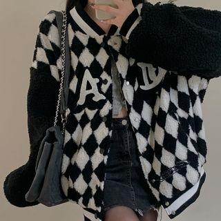 Applique Fleece Jacket Black - One Size