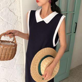 Polo Collar Sleeveless Maxi Dress