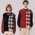 Couple Matching Argyle Print Knit Vest