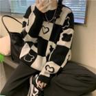 Checkered Sweater Off-white & Black - One Size