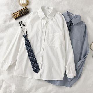 Plain Shirt / Plaid Necktie