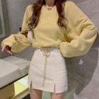 Letter Embroidered Pullover / A-line Skirt