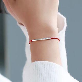 925 Sterling Silver Bar Red String Bracelet