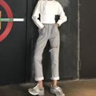 Batwing-sleeve T-shirt / Distressed Sweatpants
