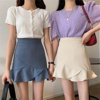 High-waist Asymmetrical Ruffle Skirts