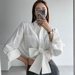 Bow-front Crop Shirt