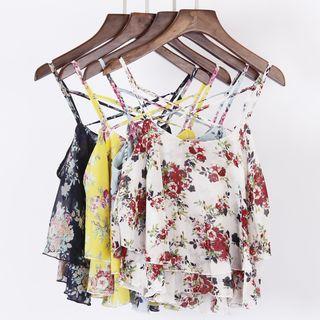 Floral Print Spaghetti Strap Layered Top