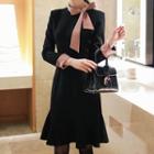 Long-sleeve Tie-neck Mermaid Dress