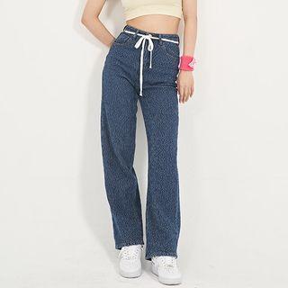 High-waist Straight-cut Knit Jeans