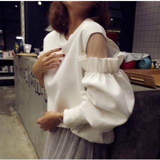 Balloon-sleeve Panel Pullover