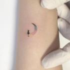 Moon Cat Cat Print Waterproof Temporary Tattoo One Piece - One Size