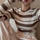 Striped Knit Top Brown - One Size