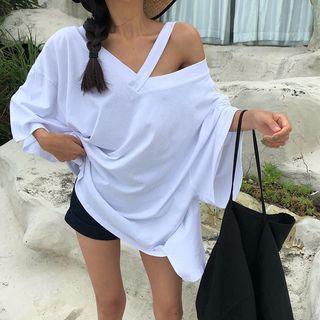 One Shoulder 3/4-sleeve T-shirt