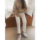 Fray-hem Wide Straight-cut Chino Pants
