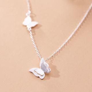 925 Sterling Silver Butterfly Pendant Necklace S925 Silver - Necklace - Silver - One Size