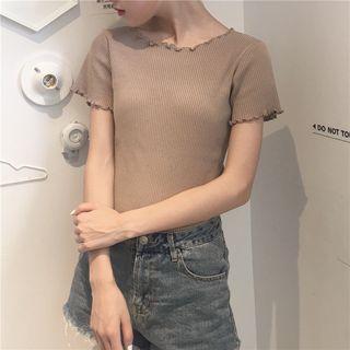 Fray Short-sleeve Knit Top