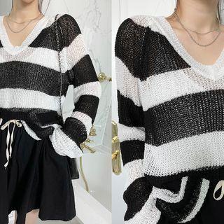 V-neck Stripe Summer Sweater