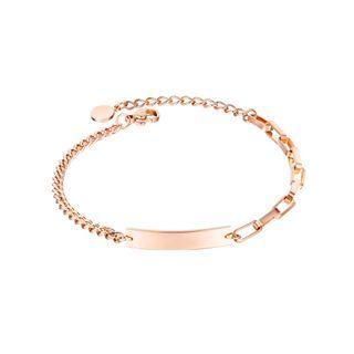 Simple And Fashion Plated Rose Gold Geometric Rectangular 316l Stainless Steel Bracelet Rose Gold - One Size