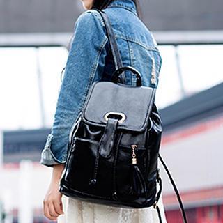 Tassel Faux Leather Backpack