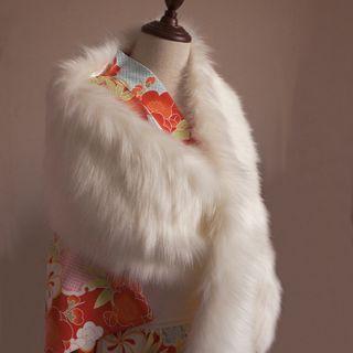 Faux Fur Shawl Milky White - One Size